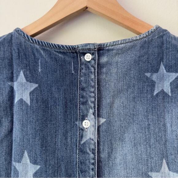 DL1961 Leah Top Sleeveless Top in Indigo Star Button Down Back Chambray Denim L - Picture 3 of 10
